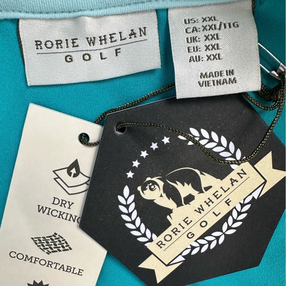 Rorie Whelan Golf Quarter Zip Long Sleeve UPF Pullover Dry Wicking Aqua Teal XXL - Picture 3 of 9